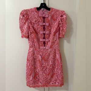 Rebecca Valance Dress - NWT - US 4 - Bow-detailed Embroidered Tulle Mini Dress